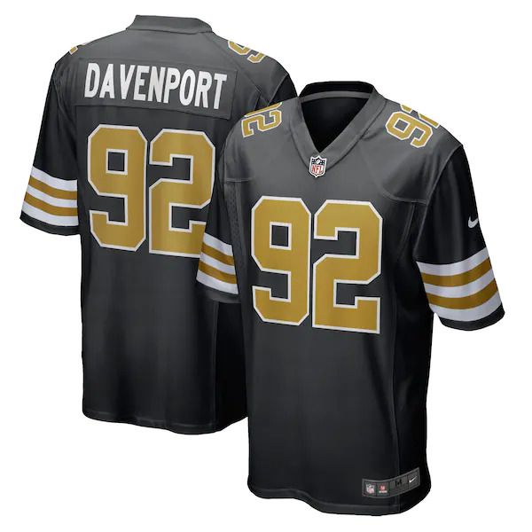 Men New Orleans Saints #92 Marcus Davenport Nike Black Alternate Game NFL Jersey